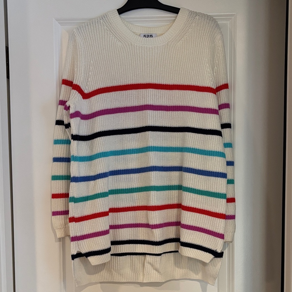 525 America Multicolor Striped Crew Neck Sweater